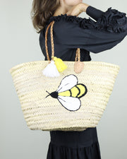 Bubble Bee Raffia Beach Bag