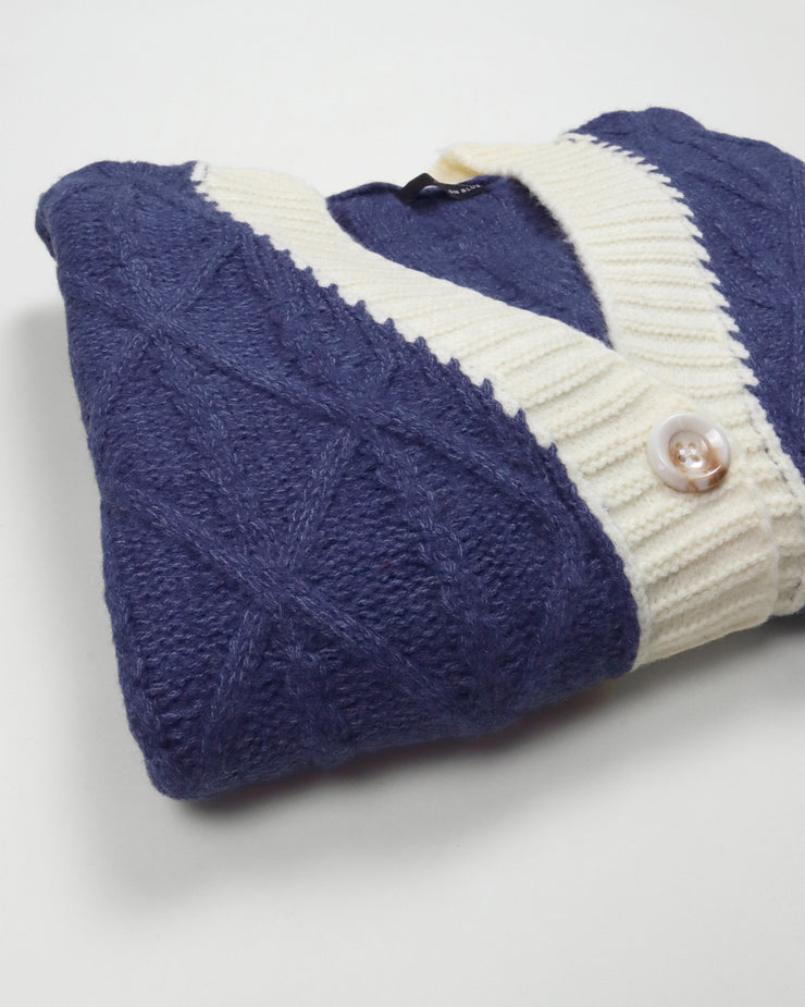 Blaiz Blue Argyle Cable Knit Cardigan
