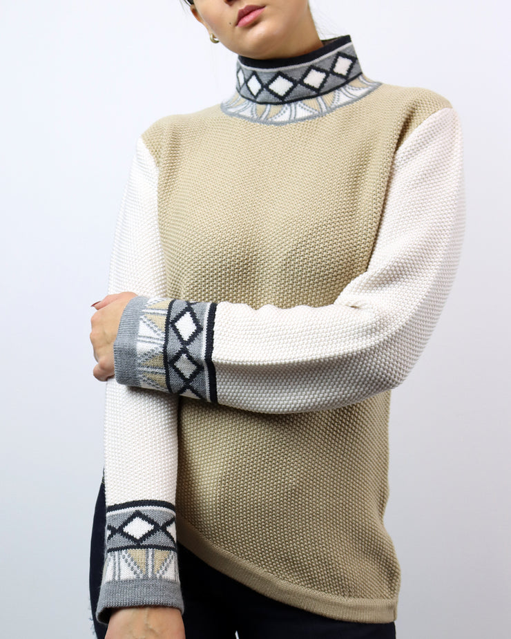 BLAIZ | Mitawa | Beige, White & Grey Tribe Seed Sweater Merino Wool