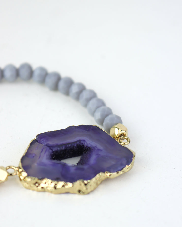 227 | BLAIZ | Violet Agate Stone Beaded Bracelet