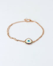 227 | BLAIZ | Rose Gold Evil Eye Double Chain Bracelet