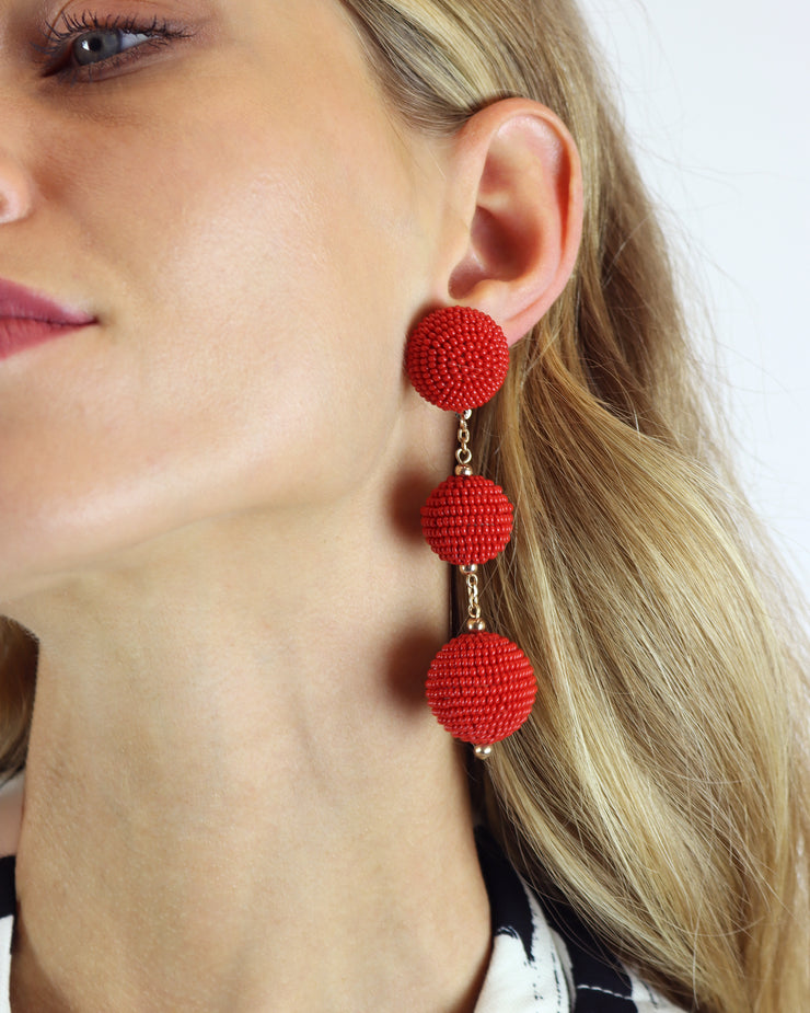 Blaiz 227 Red Triple Bobble Earrings