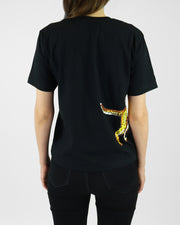 Arara Pouncing Cheetah Embellished Black T-shirt
