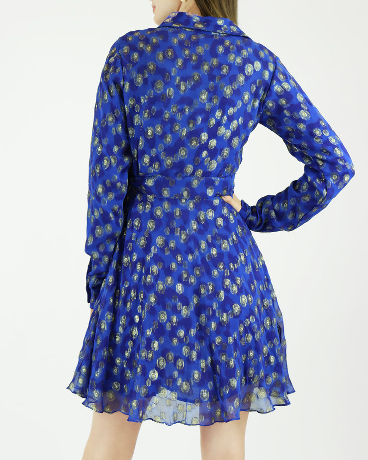 ARARA Amelia Royal Blue Cheetah Mini Dress