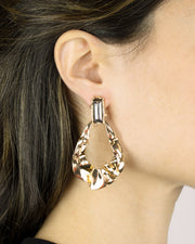 Metallic Gold Hammered Drop Earrings