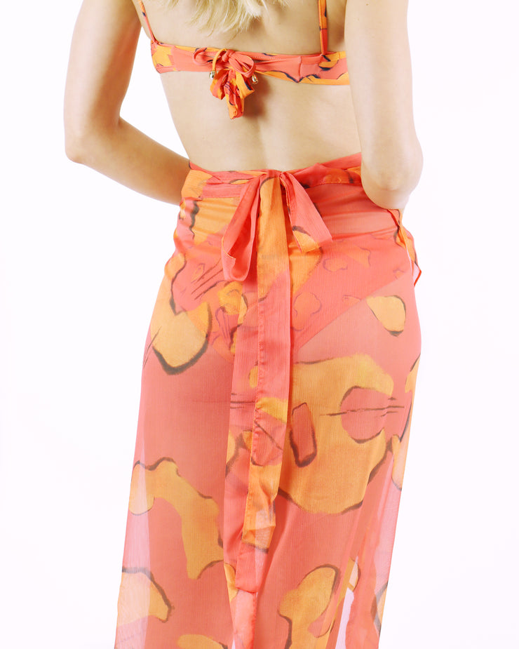 Blaiz Karla Vivian Red Violao Ruffled Wrap Skirt
