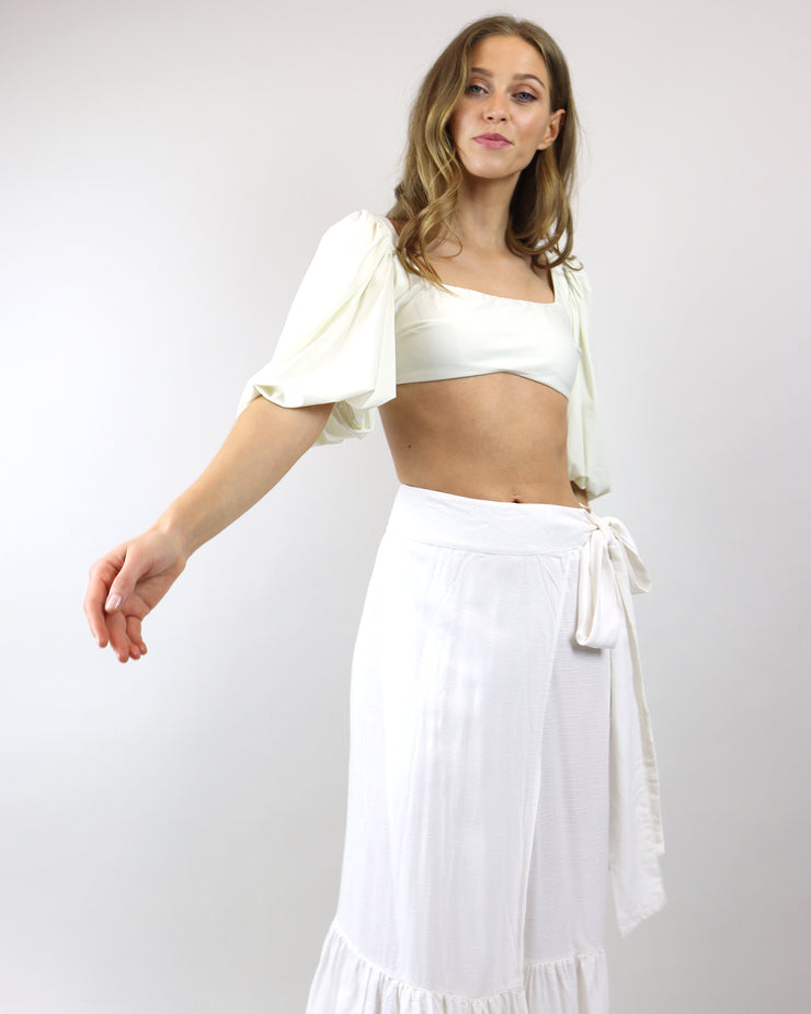 BLAIZ | Agua De Coco | Off-White Wrap Maxi Skirt 