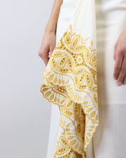 BLAIZ | Agua De Coco | Embroidered Off-White Linen Blend Skirt