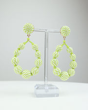 Blaiz Lime Green and White Intertwined Ibis Teardrop Earrings™