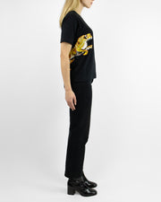 Blaiz Arara Cheetah Side Print Beaded Black T-shirt