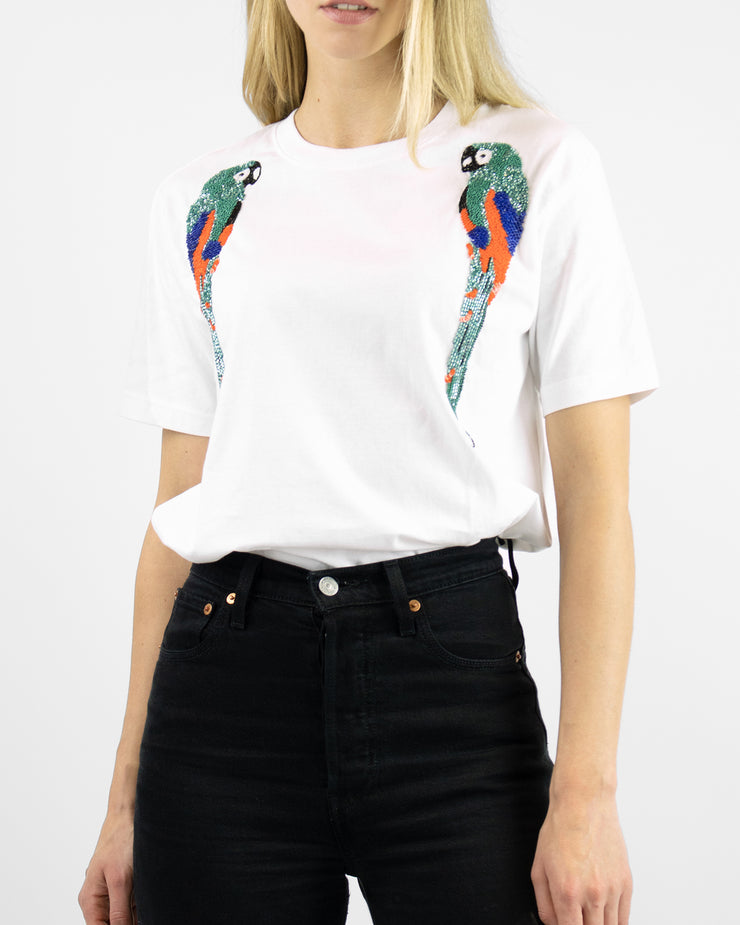 Arara Earnest Macaw Embellished White T-Shirt