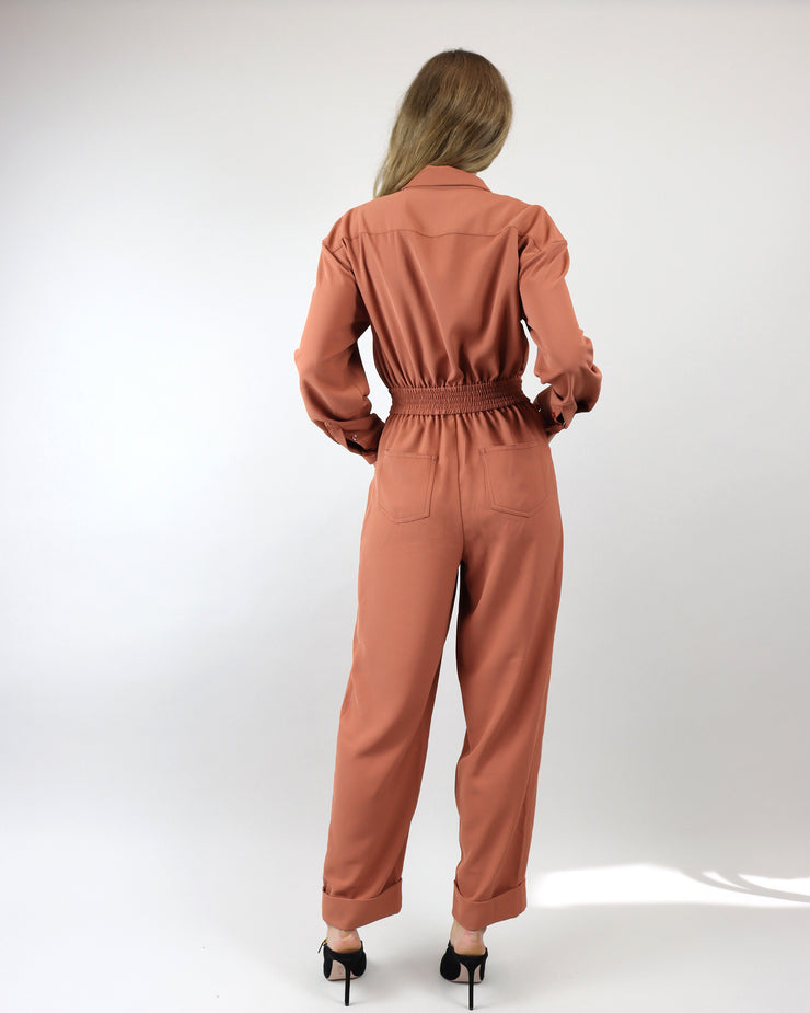 C/MEO COLLECTIVE | BLAIZ | Nutmeg Caprice Minimalist Full Zip Up 1970s Jumpsuit