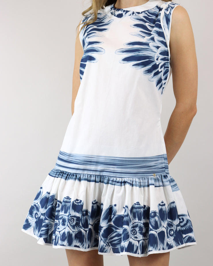 BLAIZ | Agua De Coco | Blue Feather Sleeveless Mini Dress