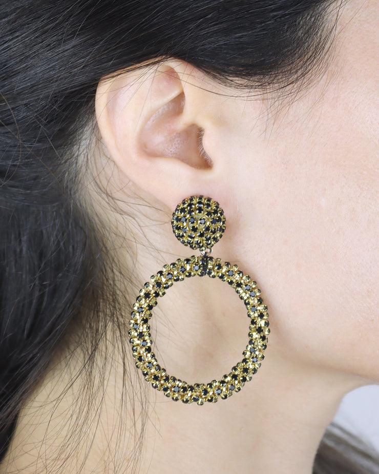 Blaiz Crystal Black Arara Hoop Earrings