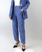 C/MEO COLLECTIVE | BLAIZ | Washed Blue High Waisted Piped Modern Trousers Pants