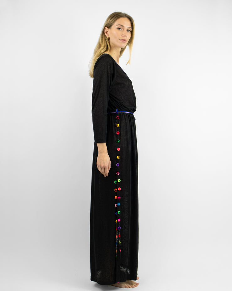 Blaiz Pitusa Santorini Black Printed Slits Maxi Dress