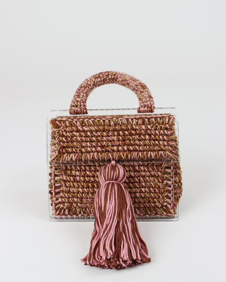 BLAIZ 227 Pink Tassel Cross-Body Handbag