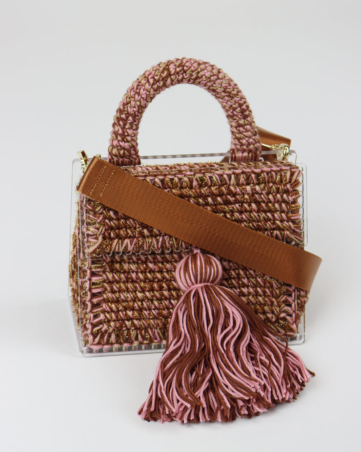 BLAIZ 227 Pink Tassel Cross-Body Handbag