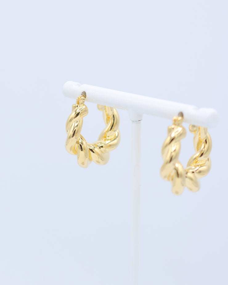 BLAIZ 227 Gold Pretzel Hoop Earrings
