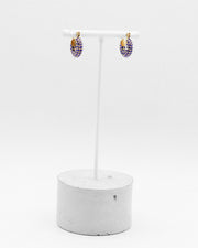 227 Lara Blue Mini Gold Tone Crystal Hoop Earrings