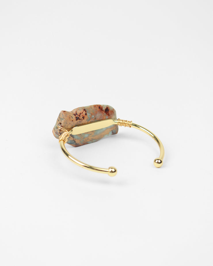 Bali Blue Agate Gold Wrap Cuff Bracelet