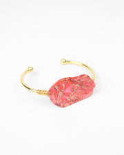 BLAIZ 227 Pink Agate Gold Wrap Cuff Bracelet