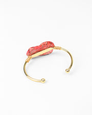 BLAIZ 227 Pink Agate Gold Wrap Cuff Bracelet
