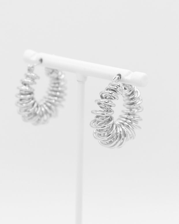 Silver Beatrice Swirl Hoop Earrings