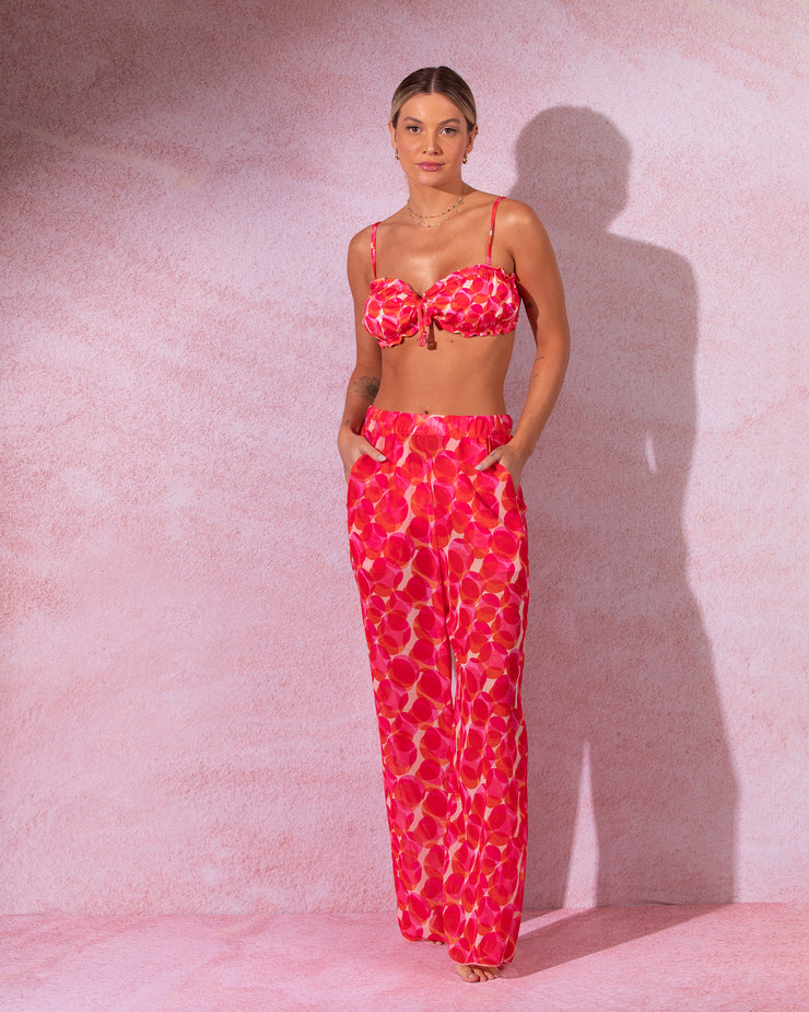 BLAIZ Silvia Schaefer Pink Retro Circle Geometric Print Trousers