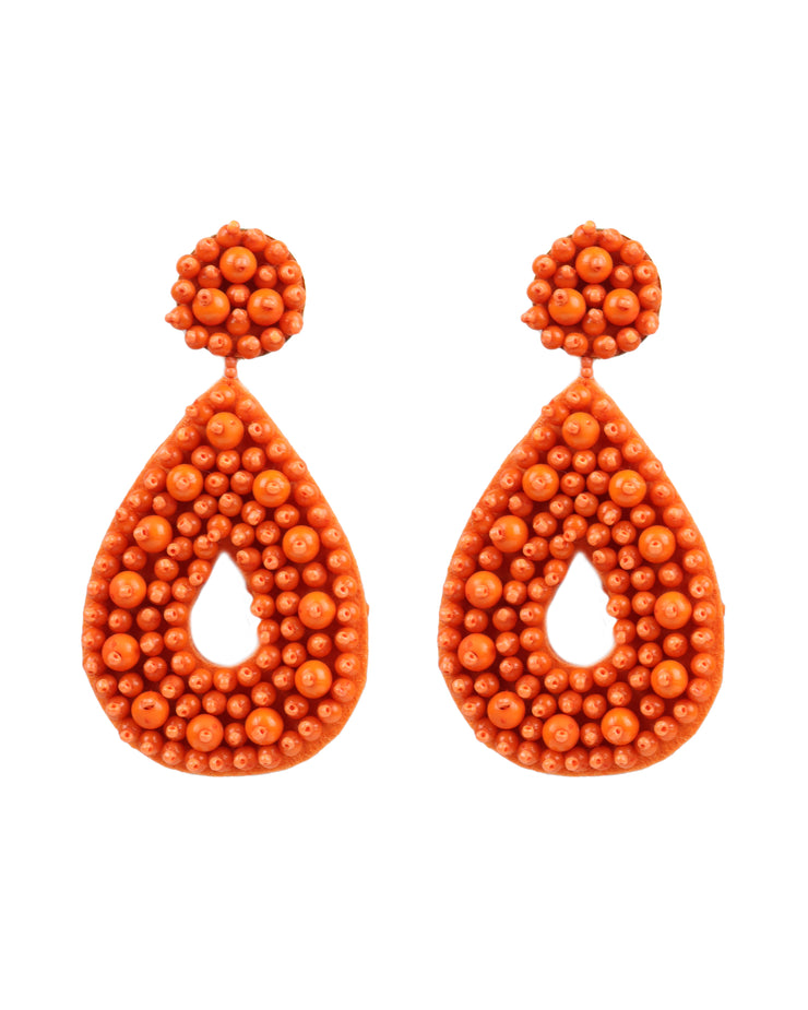 BLAIZ 227 Orange Clip-on Beaded Earrings