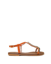 ANAS | BLAIZ | Orange & Jade Embellished Leather Sandals