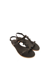 ANAS | BLAIZ | Black Embellished Leather Sandals