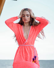 Santorini Watermelon Slits Maxi Dress