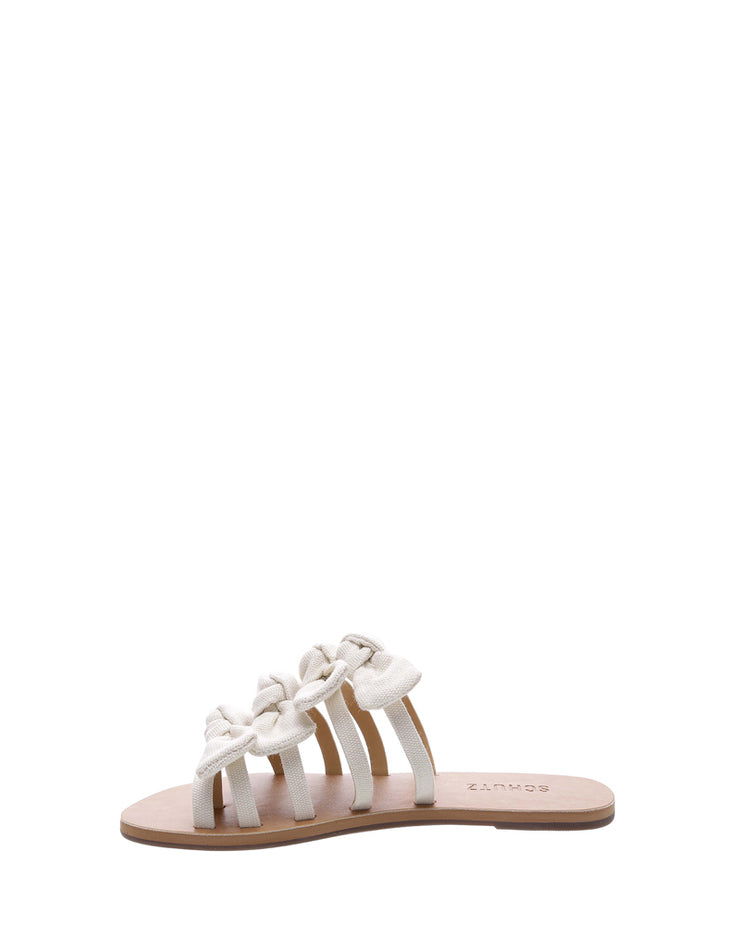 SCHUTZ | BLAIZ | Cream Canvas Bow Sandals Flats Slip Ons