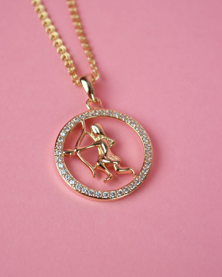 Astrology Rhinestone Medallion Necklace