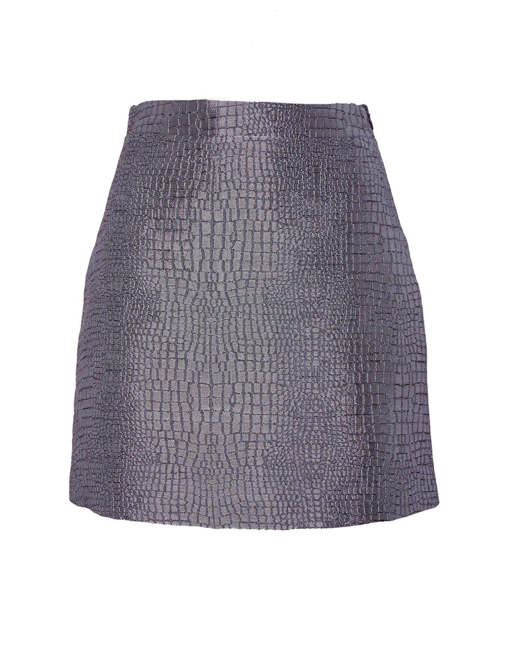 ANDAMANE | BLAIZ | Grey Croco Mini Skirt