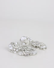 Blaiz 227 Silver Leaf & Pearl Ornate Earrings