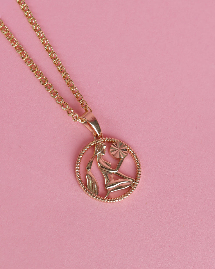 Astrology Rose Gold Medallion Necklace