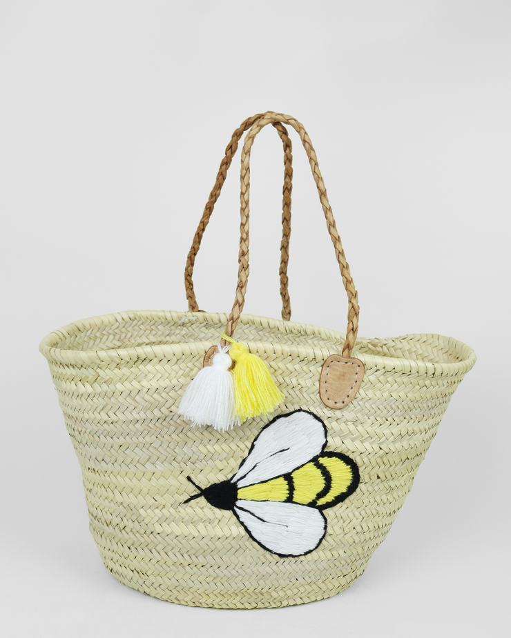 Bubble Bee Raffia Beach Bag