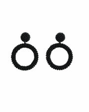 Blaiz 227 Black Arara Beaded Hoop Earrings