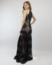 LN Brand Black Lace Fishtail Full Length Dress
