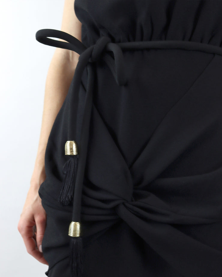 Black Asymmetric Mini Dress
