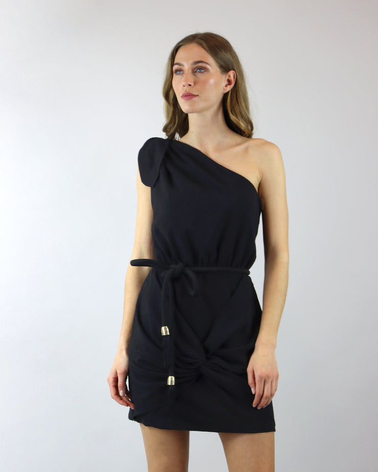 Black Asymmetric Mini Dress