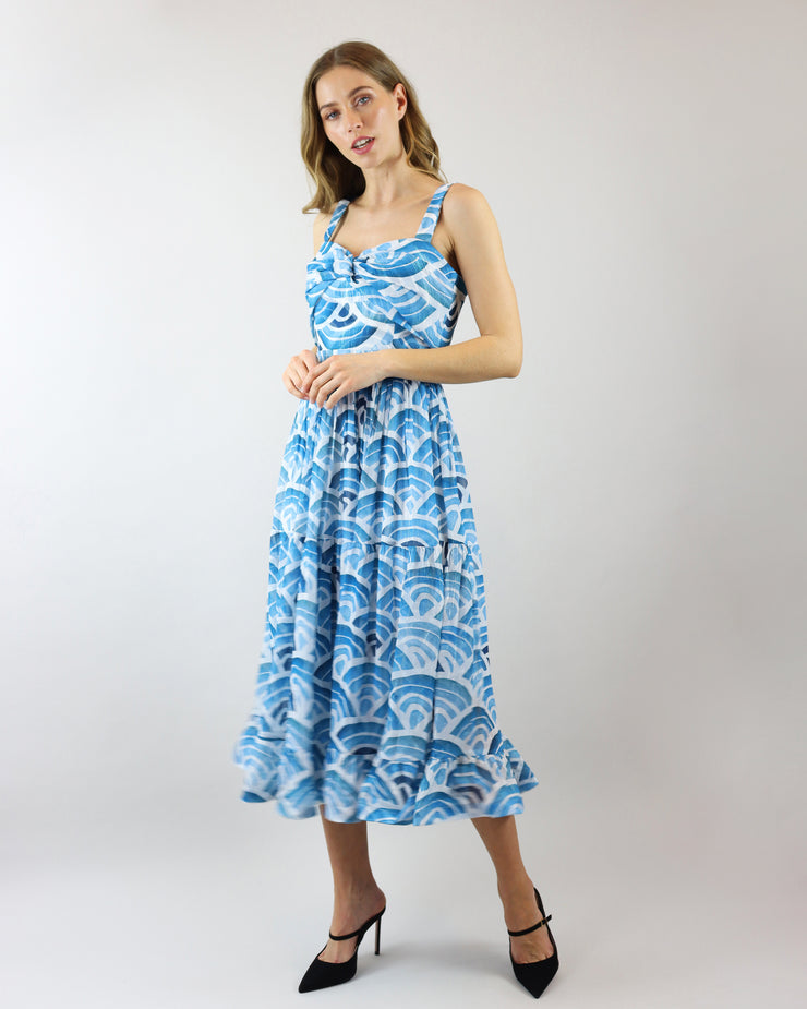 Blue Abstract Print Summer Dress