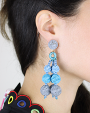 227 | BLAIZ | Blue Ombre Beaded Triple Drop Earrings