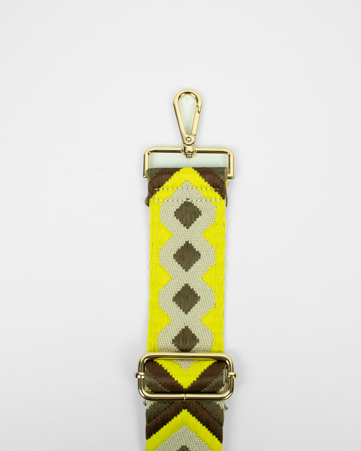 BLAIZ Yellow, Khaki, Brown and Beige Aztec Print Bag Strap