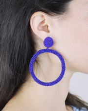Blaiz Cobalt Blue Maxi Arara Beaded Hoop Earrings™