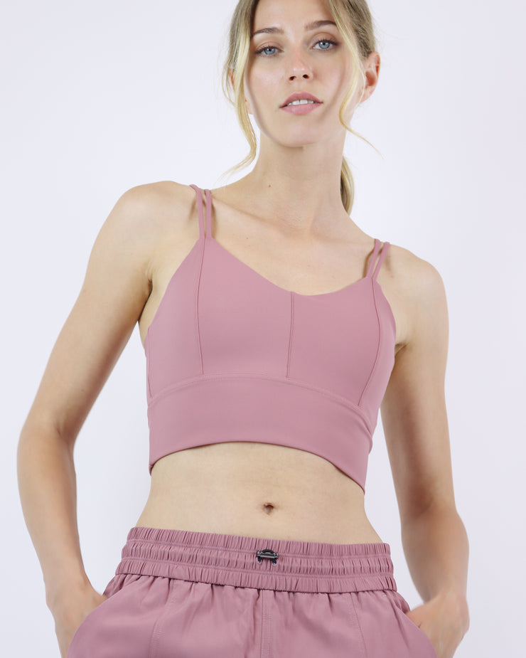 BLAIZ Activewear Vivian Dusty Pink Longline Straight Strappy Sports Bra –  Blaiz