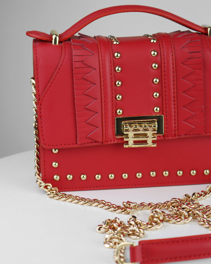Mini Red and Gold Studs Crossbody Bag