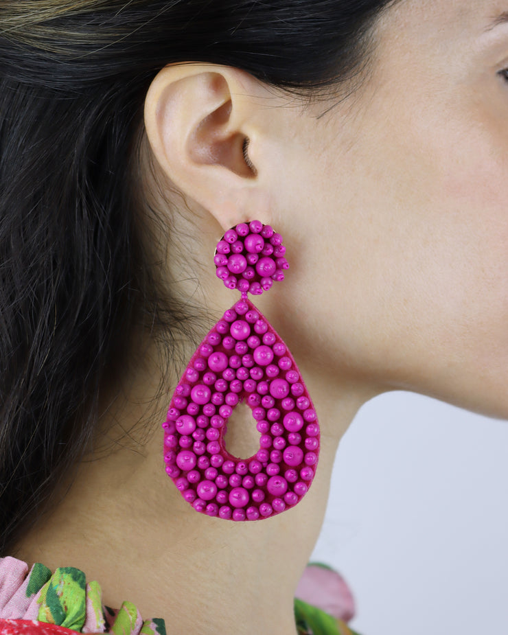 Fuchsia Beaded Clip-on Earrings™